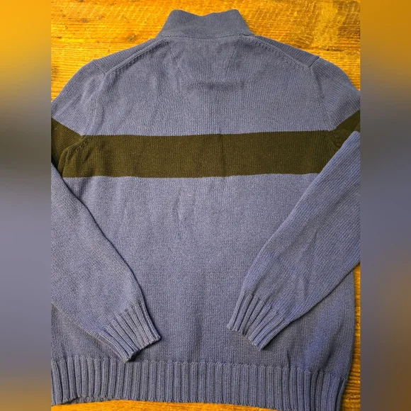 Nautica Blue and Black 1/4 Zip Mens Sweater with Ribbed Cuffs Size Large - Picture 5 of 8